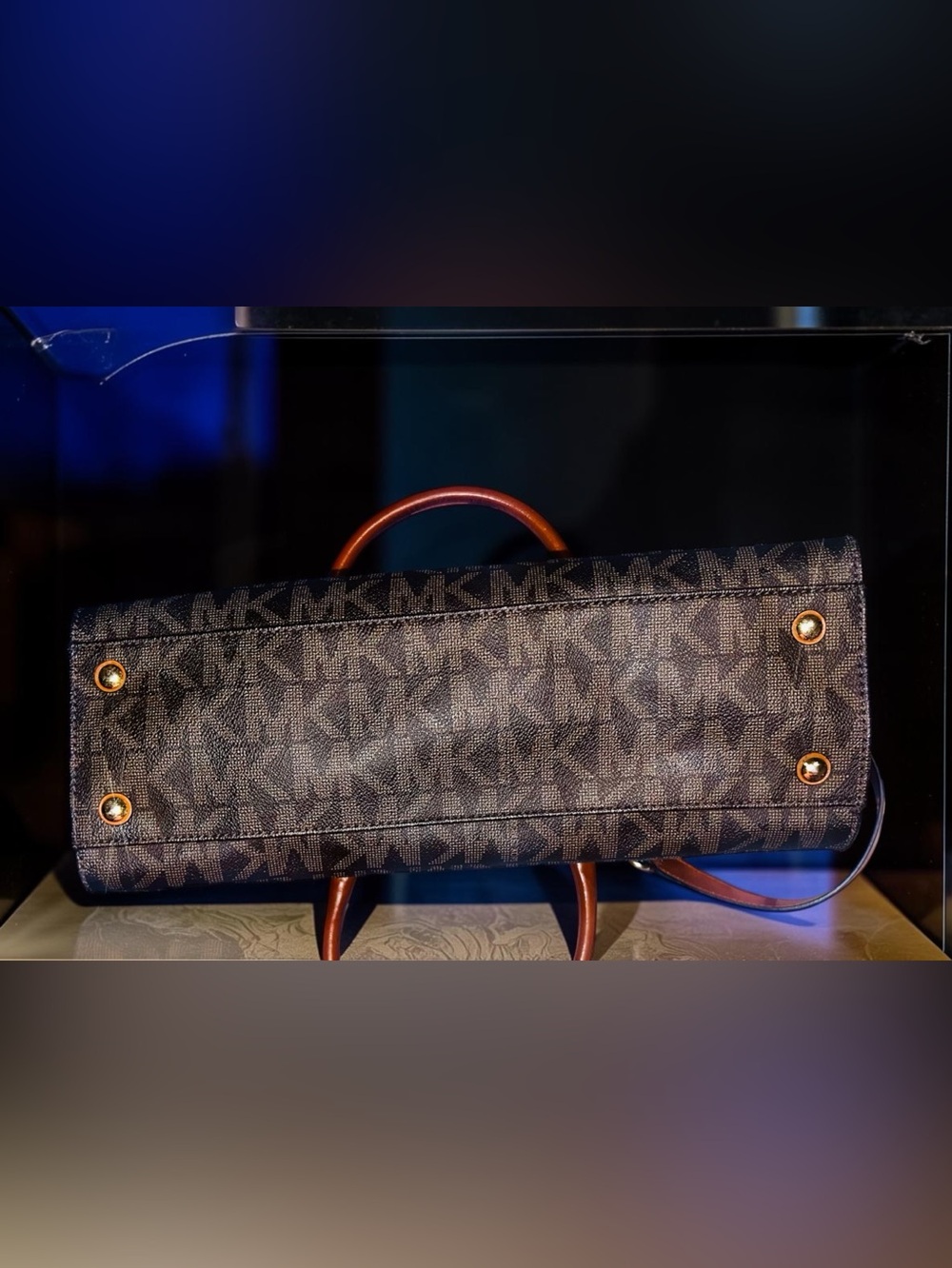 Michael Kors Hamilton Signature Logo Large Tote Bag Brown Tan Gold Like New - Picture 10 of 15